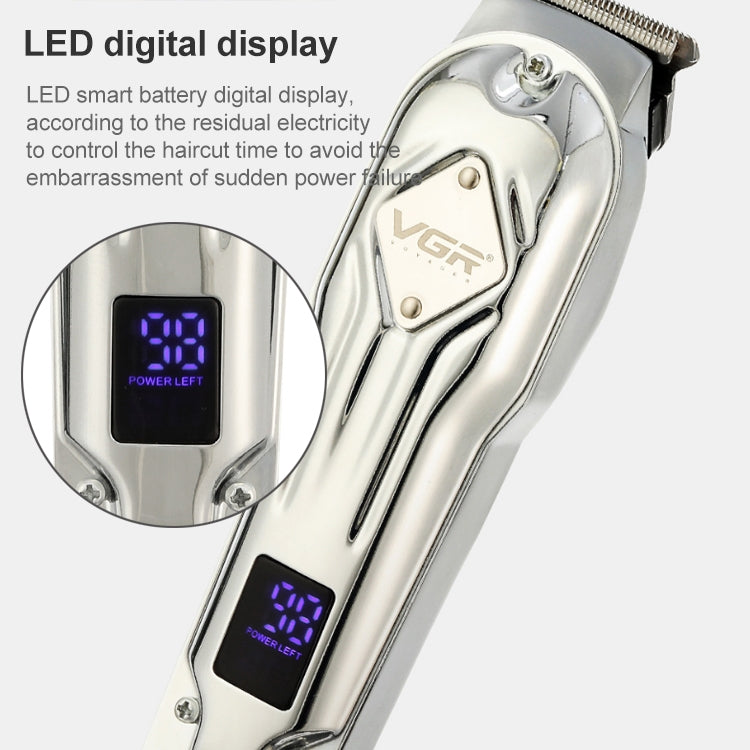 VGR V-261 8W USB Metal Professional Hair Clipper with LED Digital Display (Silver) - Hair Trimmer by VGR | Online Shopping UK | buy2fix