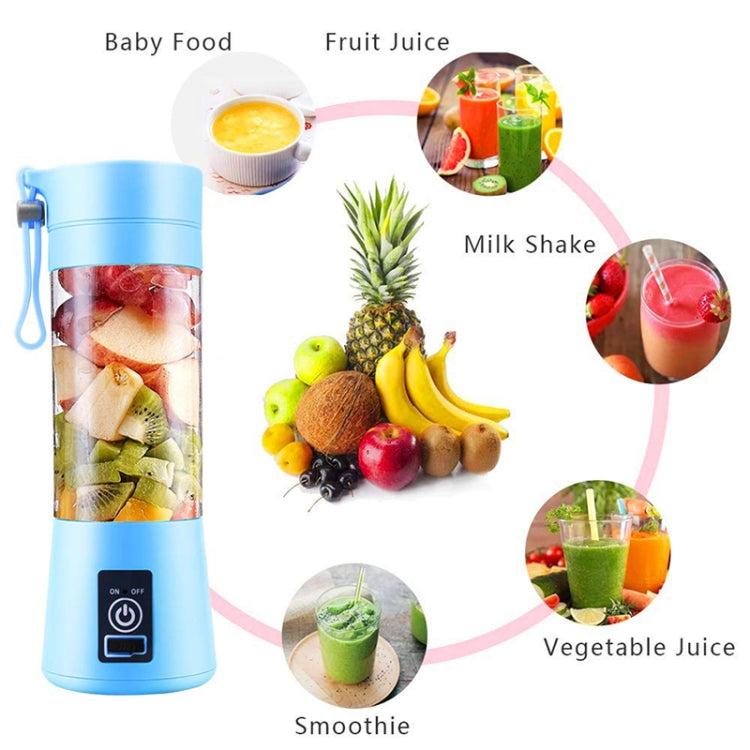 USB Rechargeable Electric Automatic Vegetable Fruit Citrus Orange Juice Maker Cup Mixer Bottle (380ML 2 Blender)(2 Blades  Blue) - Home & Garden by buy2fix | Online Shopping UK | buy2fix