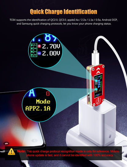 TC64 Color Ccreen PD Fast Charge Detection Type-C Voltage Current Meter Tester - Consumer Electronics by buy2fix | Online Shopping UK | buy2fix