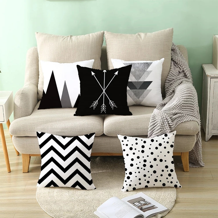 2 PCS Black and White Simple and Modern Geometric Abstract Decorative Pillowcases Polyester Throw Pillow Case(8) - Home & Garden by buy2fix | Online Shopping UK | buy2fix