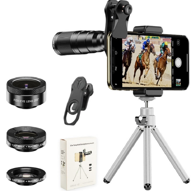 APEXEL APL-22X105 4 in 1 Metal 22X Telephoto + Fisheye + Wide Angle + Macro Starlight Polarization Universal External Mobile Phone Lens Set - Macro & Wide-angle by APEXEL | Online Shopping UK | buy2fix