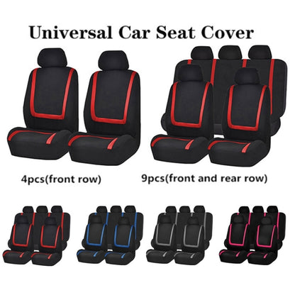 Universal Car Seat Cover Polyester Fabric Automobile Seat Covers Car Seat Cover Vehicle Seat Protector Interior Accessories 9pcs Set Pink - Seat Accessories by buy2fix | Online Shopping UK | buy2fix