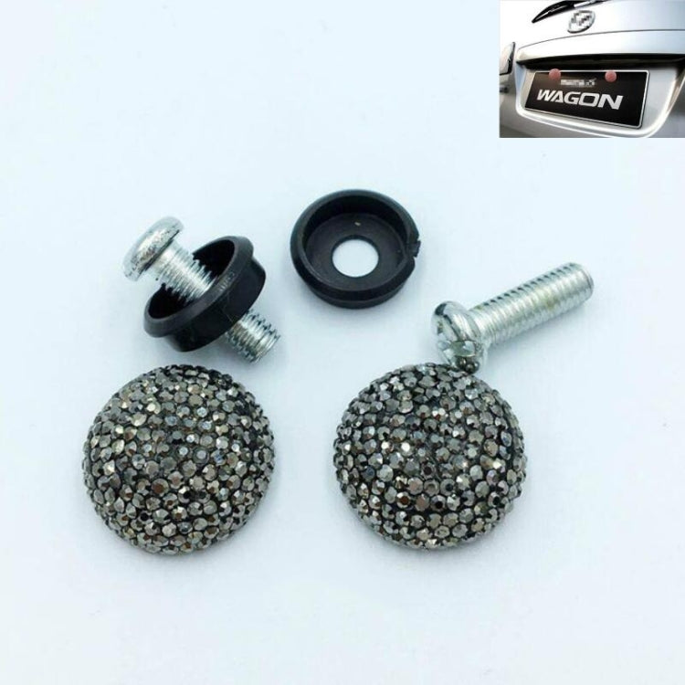 Car License Plate Modification Screw Cap Diamond-encrusted Solid Seal Anti-theft Screws(Bright Black) - License Plate Covers & Frames by buy2fix | Online Shopping UK | buy2fix