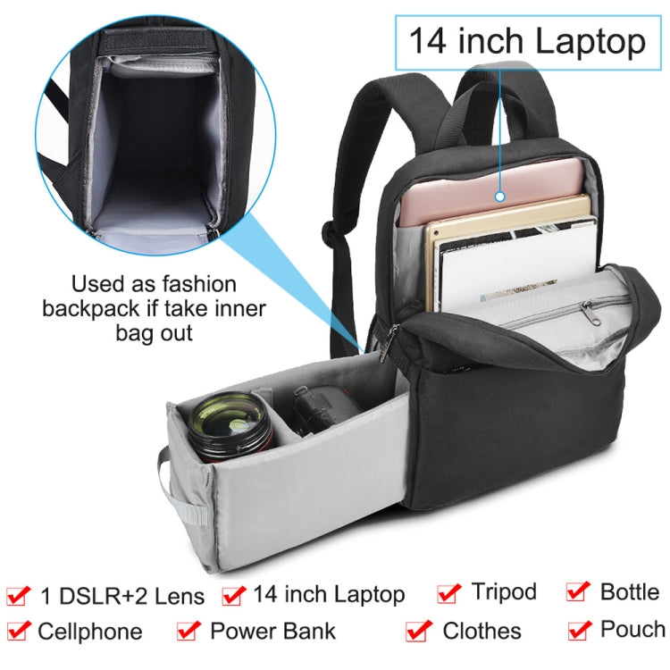 CADeN L4 Double-layer Casual Computer Backpack Multi-function Digital Camera Bag (Black) - Camera Accessories by CADeN | Online Shopping UK | buy2fix