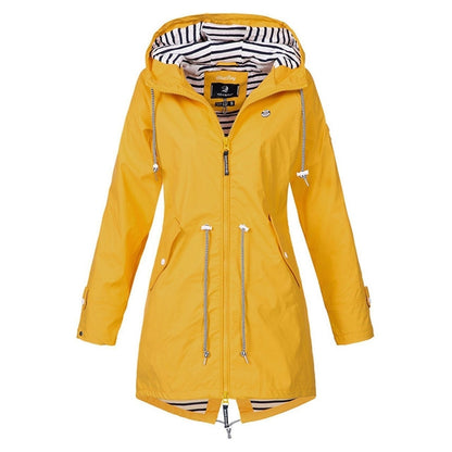 Women Waterproof Rain Jacket Hooded Raincoat, Size:M(Yellow) - Hoodie by buy2fix | Online Shopping UK | buy2fix