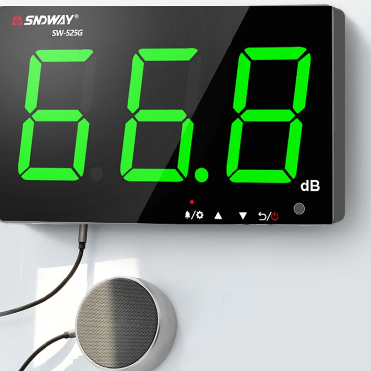 SNDWAY Wall-mounted 30~130dB Large Screen Digital Display Noise Decibel Monitoring Testers, Specification:SW525G with Storage + USB Green - Light & Sound Meter by SNDWAY | Online Shopping UK | buy2fix