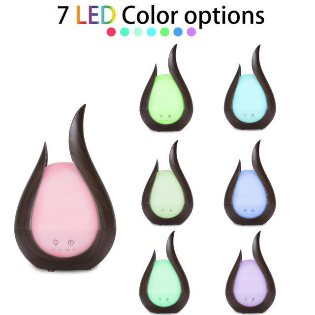 200ml Ultrasound Air Humidifier Aroma Essential Oil Diffuser 7 Colors LED Night Light Cool Mist Maker, Plug Type: UK  Plug(Light Wood Base) - Home & Garden by buy2fix | Online Shopping UK | buy2fix