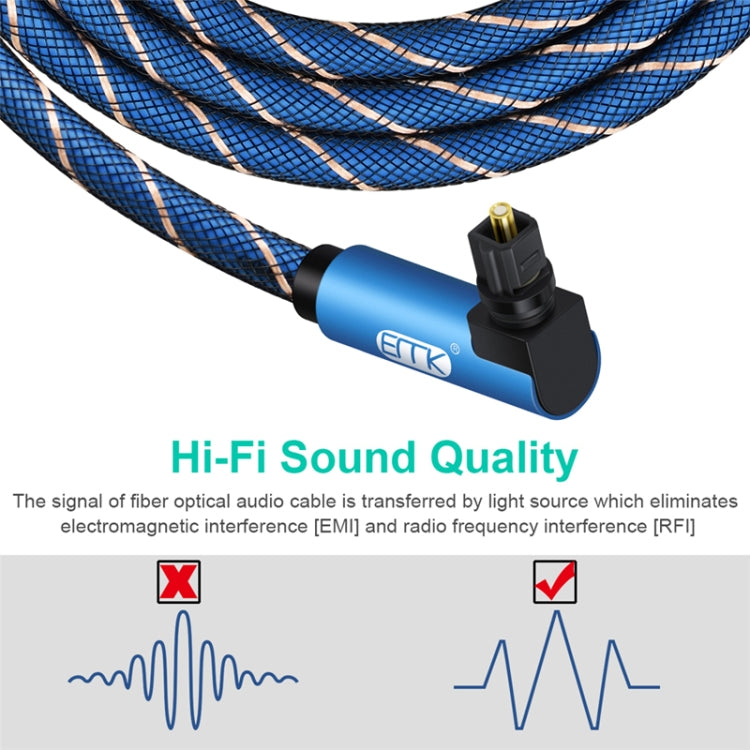 EMK 90 Degree Swivel Adjustable Right Angled 360 Degrees Rotatable Plug Nylon Woven Mesh Optical Audio Cable, Cable Length:2m(Blue) - Audio Optical Cables by EMK | Online Shopping UK | buy2fix