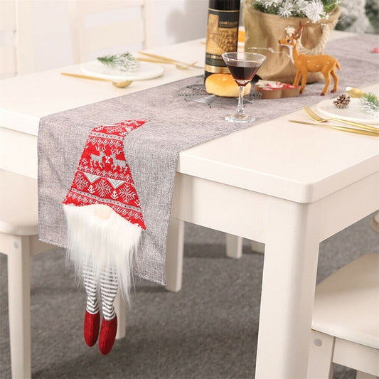 Christmas Tablecloth Santa Claus Table Runner Hotel Banquet Table Flag for Festival Decoration(Gray) - Home & Garden by buy2fix | Online Shopping UK | buy2fix