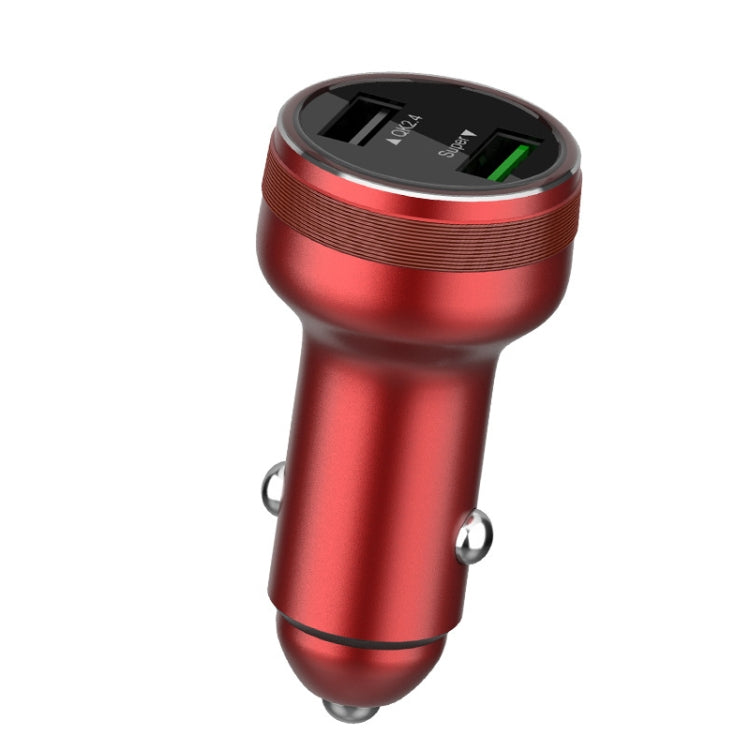 QIAKEY GX739 Dual USB Fast Charge Car Charger(Red) - Car Charger by QIAKEY | Online Shopping UK | buy2fix