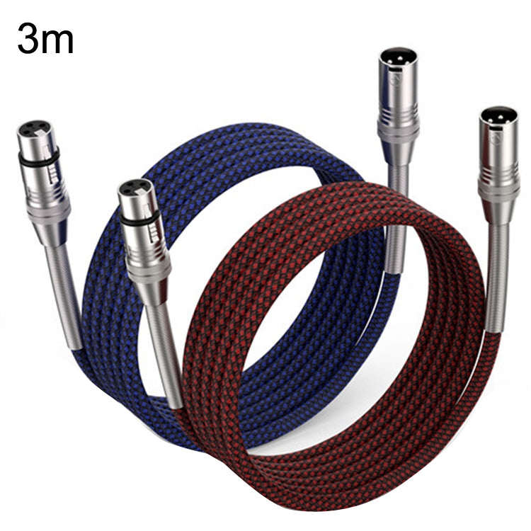 2pcs LHD010 Caron Male To Female XLR Dual Card Microphone Cable Audio Cable 3m(Red + Blue) - Consumer Electronics by buy2fix | Online Shopping UK | buy2fix