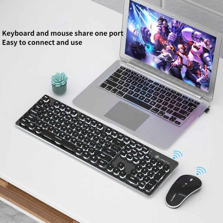 LANGTU LT600 Silent Office Punk Keycap Wireless Keyboard Mouse Set(Black) - Wireless Keyboard by LANGTU | Online Shopping UK | buy2fix