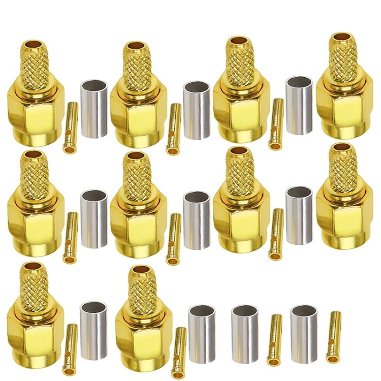 10pcs RP SMA Male Plug Connector Crimp For RG58 / LMR195 / RG142 / RG400 -  by buy2fix | Online Shopping UK | buy2fix