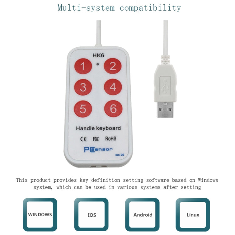 HK-6 Android Version 6 Keys Custom PS Shortcut Keys Medical USB Keypad, Cable Length: 2m - Wired Keyboard by buy2fix | Online Shopping UK | buy2fix