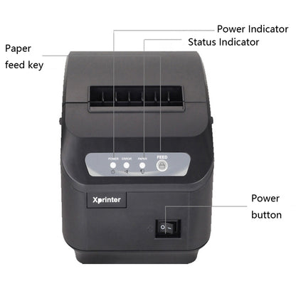 Xprinter XP-Q200II Thermal Small Receipt Printer Catering And Kitchen Receipt Printer 80mm Cutter, Interface Type:LAN Interface(US Plug) - Consumer Electronics by Xprinter | Online Shopping UK | buy2fix