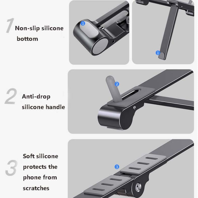 Metal Laptop Stand Computer Cooling Folding Mini Flat Raised Bracket(Gray) - Computer & Networking by buy2fix | Online Shopping UK | buy2fix