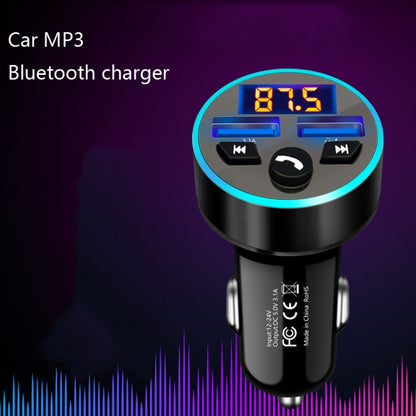 Halo Car MP3 Bluetooth Player Car Charger Car FM Transmitter 3.1A Car Charger(Tyrant Gold) - In Car by buy2fix | Online Shopping UK | buy2fix