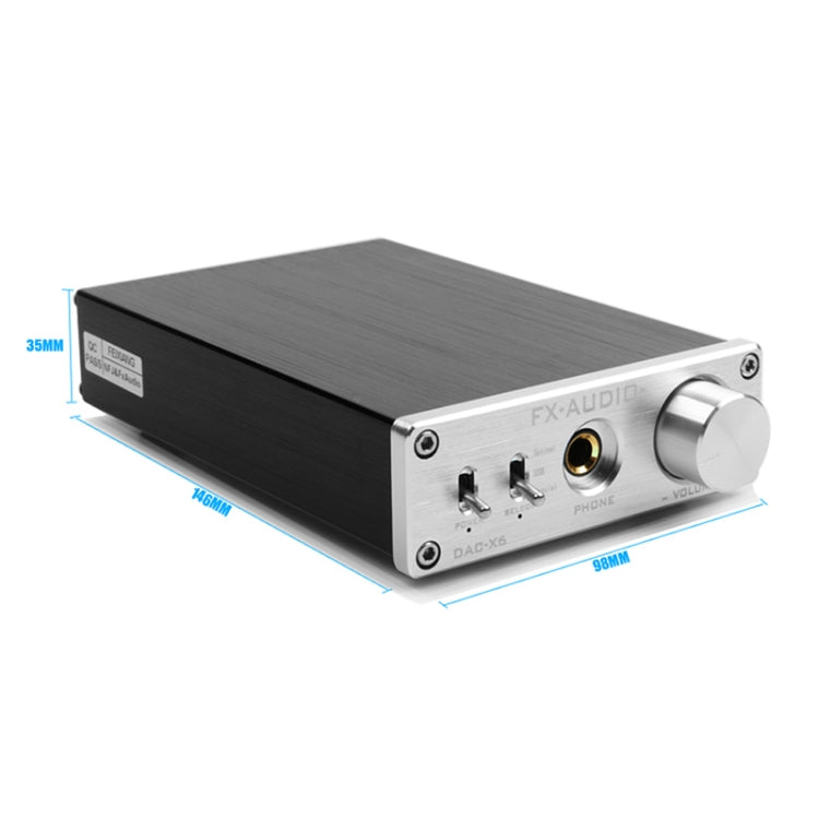 FX-AUDIO DAC-X6 Fever HiFi Fiber Coaxial USB Amp Digital Audio DAC Decoder 24BIT/192(Black) - Consumer Electronics by buy2fix | Online Shopping UK | buy2fix