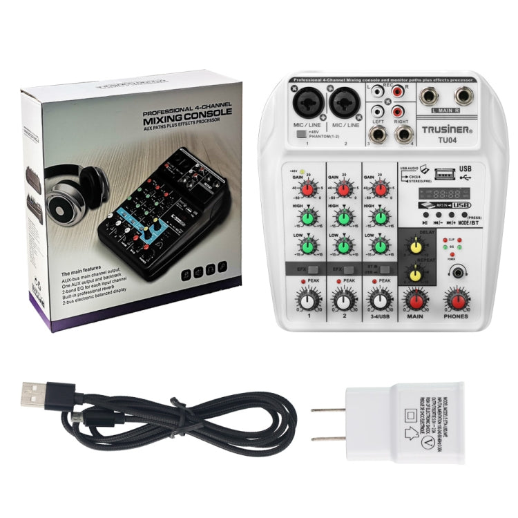 TU04 BT Sound Mixing Console Record 48V Phantom Power Monitor AUX Paths Plus Effects 4 Channels Audio Mixer with USB(Black) - Consumer Electronics by buy2fix | Online Shopping UK | buy2fix