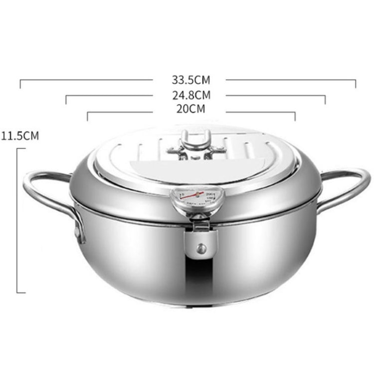 201 Stainless Steel Fryer Pot Household Temperature-controlled Multifunctional Thickening Pot, Size:24cm - Home & Garden by buy2fix | Online Shopping UK | buy2fix