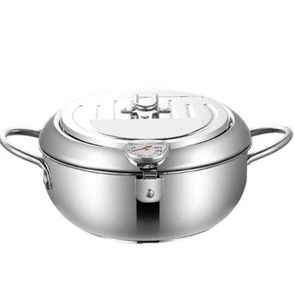 304 Stainless Steel Fryer Pot Household Temperature-controlled Multifunctional Thickening Pot, Size:24cm - Home & Garden by buy2fix | Online Shopping UK | buy2fix