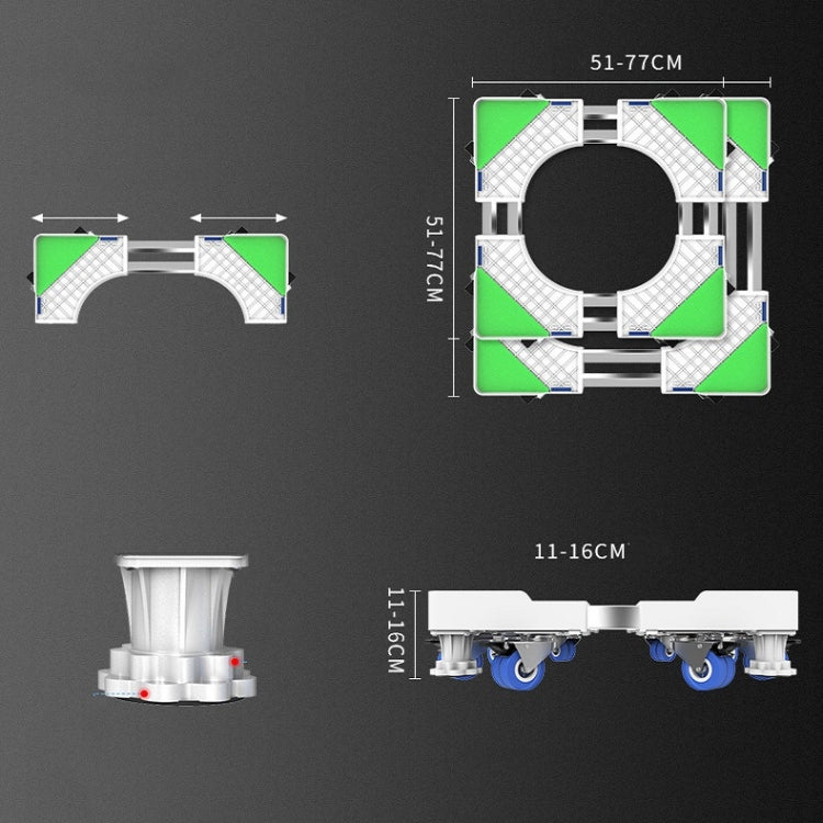 Single Tube 4 Legs Adjustable Stainless Steel Refrigerator Bracket Washing Machine Base Bracket - Home & Garden by buy2fix | Online Shopping UK | buy2fix