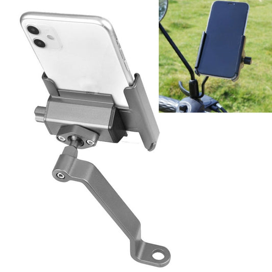 CYCLINGBOX Aluminum Alloy Mobile Phone Holder Bicycle Riding Takeaway Rotatable Metal Mobile Phone Bracket, Style:Rearview Mirror Installation(Titanium) - Holders by CYCLINGBOX | Online Shopping UK | buy2fix