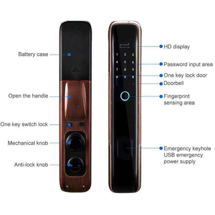 Smart Wifi Anti-Theft Fingerprint Password Lock Mobile Phone Remote Control Electronic Door Lock Magnetic Card Lock, Specification: SM-SL808 Automatic Bronze - Security by buy2fix | Online Shopping UK | buy2fix