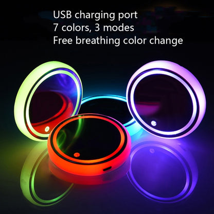 2 PCS Car LED Luminous Water Coaster Car Atmosphere Light USB Charging Non-Slip Coaster - Car Drink Holders by buy2fix | Online Shopping UK | buy2fix