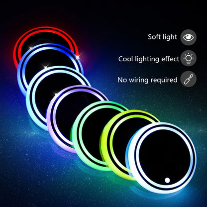 2 PCS Car LED Luminous Water Coaster Car Atmosphere Light USB Charging Non-Slip Coaster - Car Drink Holders by buy2fix | Online Shopping UK | buy2fix