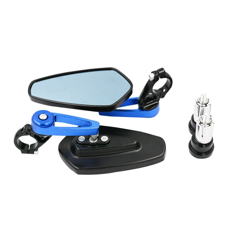 Electric Bike Motorcycle Modified Reversing Retro Rearview Handle Mirror All Aluminum Reflective Rearview Mirror(Blue) - Side Mirrors by buy2fix | Online Shopping UK | buy2fix