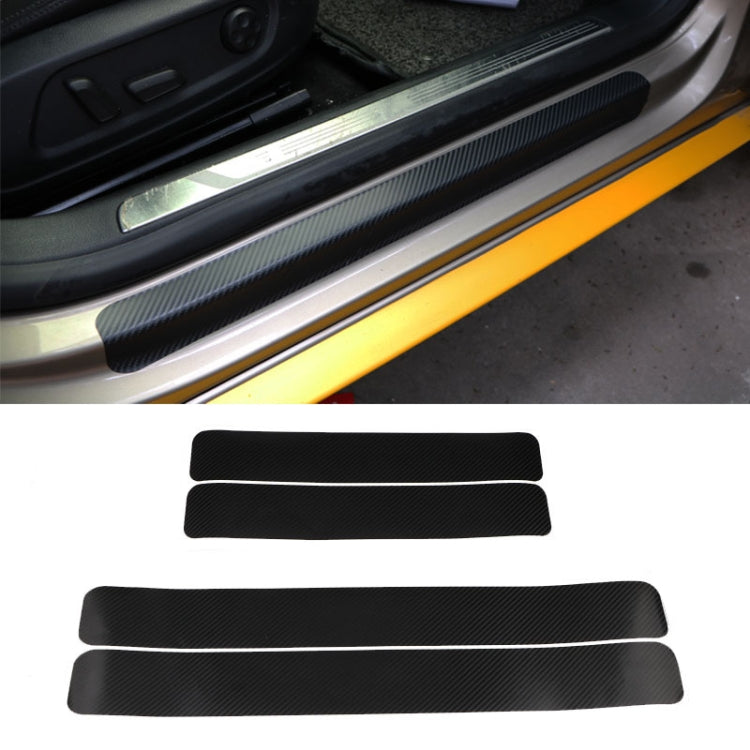 5 Sets Car Threshold Carbon Fiber Sticker Car Door Scratch Strip Anti-Kick Film Protective Pad Threshold Strip, Colour: 4 PCS / Set 3D Black - Decorative Strip by buy2fix | Online Shopping UK | buy2fix