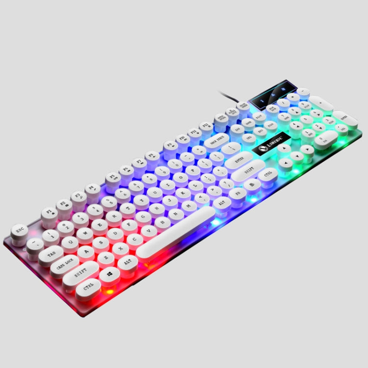 LIMEIDE GTX300 104 Keys Retro Round Key Cap USB Wired Mouse Keyboard, Cable Length: 1.4m, Colour: Punk Single Keyboard White - Wired Keyboard by LIMEIDE | Online Shopping UK | buy2fix