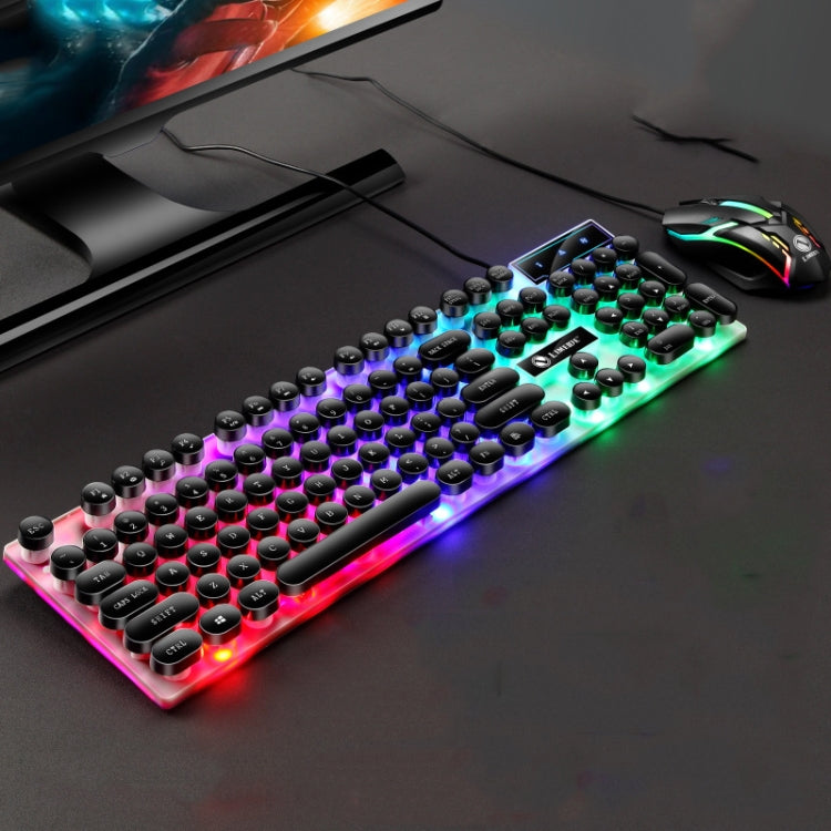 LIMEIDE GTX300 104 Keys Retro Round Key Cap USB Wired Mouse Keyboard, Cable Length: 1.4m, Colour: Punk Set Black - Wired Keyboard by LIMEIDE | Online Shopping UK | buy2fix