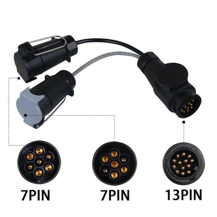 VC1014 13P Transfer Double 7P Trailer Connector Cable Car Plug Socket Conversion Plug EU Plug - Terminal connectors by buy2fix | Online Shopping UK | buy2fix