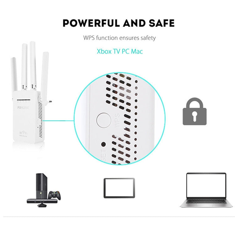 PIX-LINK LV-WR09 300Mbps WiFi Range Extender Repeater Mini Router(UK Plug) - Wireless Routers by buy2fix | Online Shopping UK | buy2fix