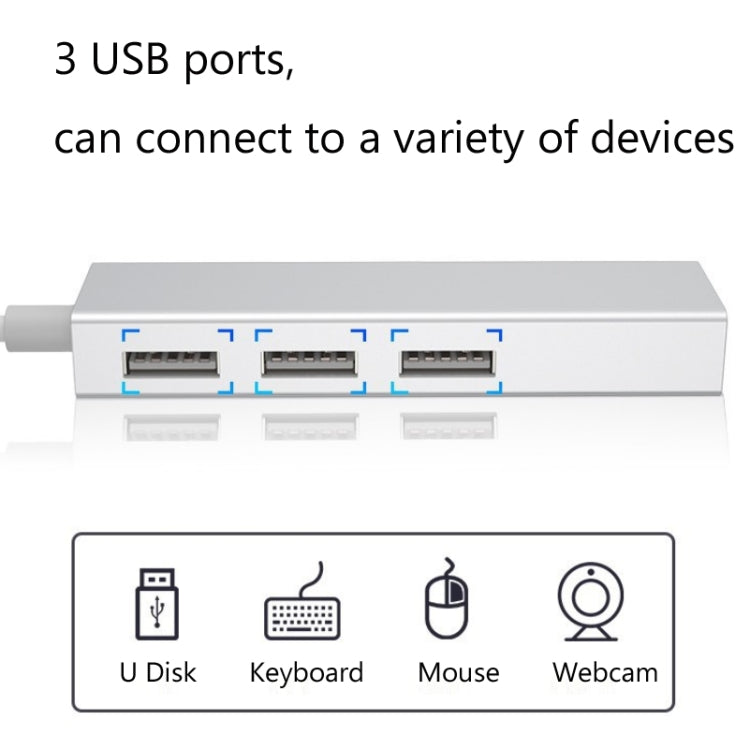 YH-U1009 3 x USB 3.0 + RJ45 to USB 3.0 External Drive-Free HUB for Laptops, Random Color Delivery - USB 3.0 HUB by buy2fix | Online Shopping UK | buy2fix