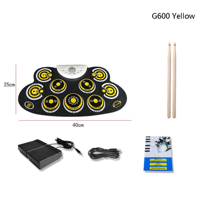 Children Hand Roll Electronic Drum DTX Game Portable Drum(G600 Yellow) - Percussion Instruments by buy2fix | Online Shopping UK | buy2fix