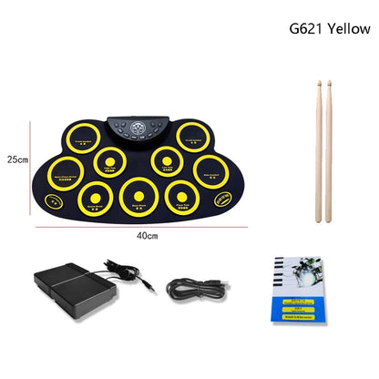 Children Hand Roll Electronic Drum DTX Game Portable Drum(G621 Yellow) - Percussion Instruments by buy2fix | Online Shopping UK | buy2fix