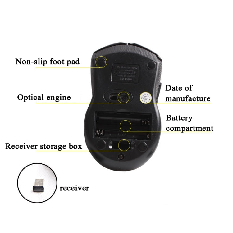 T-WOLF Q5 2.4GHz 5-Buttons 2000 DPI Wireless Mouse Silent And Non-Light Gaming Office Mouse For Computer PC Laptop( Golden) - Wireless Mice by T-WOLF | Online Shopping UK | buy2fix