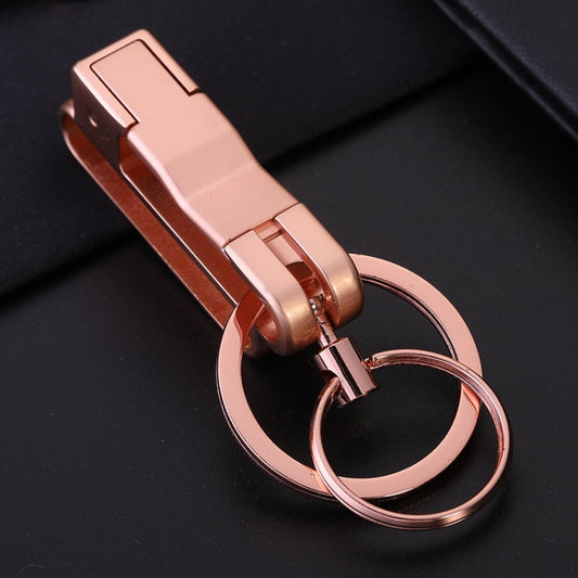 JOBON ZB-8782 Car Keychain Men Metal Anti-Lost Double Ring Detachable Keychain(Golden) - Key Rings by JOBON | Online Shopping UK | buy2fix