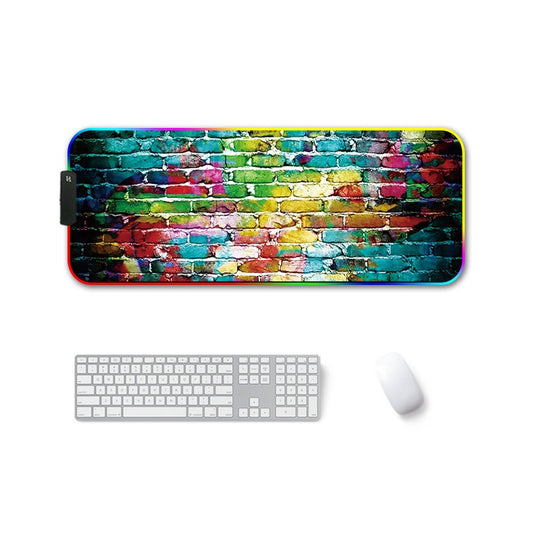 300x800x3mm F-01 Rubber Thermal Transfer RGB Luminous Non-Slip Mouse Pad(Colorful Brick) - Mouse Pads by buy2fix | Online Shopping UK | buy2fix