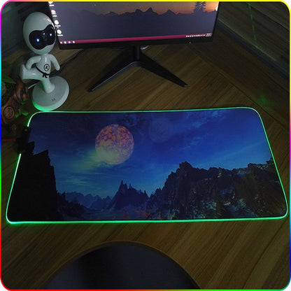 350x900x3mm F-01 Rubber Thermal Transfer RGB Luminous Non-Slip Mouse Pad(Snow Peak) - Mouse Pads by buy2fix | Online Shopping UK | buy2fix