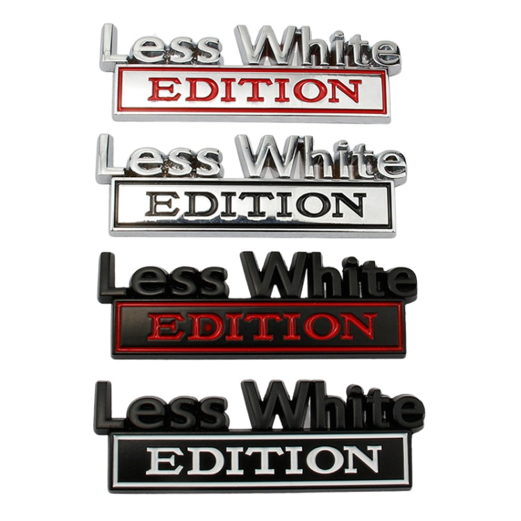 2 PCS Car Metal Leaf Board Label Less White Edition Modified Body Labeling(Black White) - Decorative Sticker by buy2fix | Online Shopping UK | buy2fix