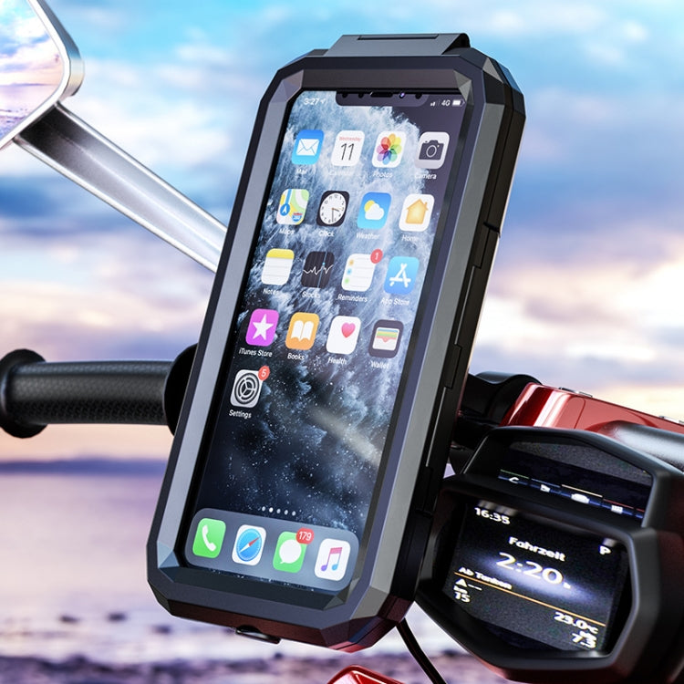 Kewig Bicycle Motorcycle Waterproof Box Mobile Phone Bracket Riding Touch Mobile Phone Fixed Seat(M18L-B1 Large Handlebar Installation) - Holder by buy2fix | Online Shopping UK | buy2fix