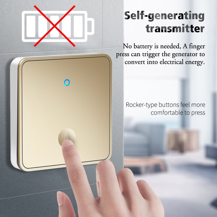 CACAZI FA50 1 For 1 Push-button Self-generating Wireless Doorbell, Plug:UK Plug(Gold) - Wireless Doorbell by CACAZI | Online Shopping UK | buy2fix