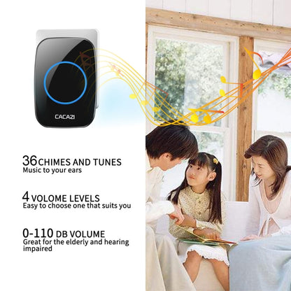 CACAZI H10 1 For 2 Home Wireless Music Doorbell without Battery, Plug:US Plug(White) - Security by CACAZI | Online Shopping UK | buy2fix