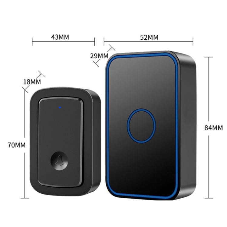 CACAZI A19 1 For 1 Wireless Music Doorbell without Battery, Plug:US Plug(Black) - Wireless Doorbell by CACAZI | Online Shopping UK | buy2fix