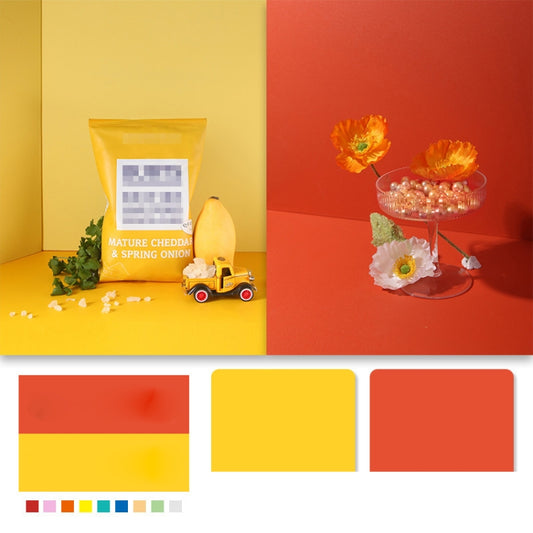 60 X 60cm Non-Reflective Matte PVC Board Double-Sided Solid Color Photo Background Board Filming Photography Props(Orange + Yellow) - Camera Accessories by buy2fix | Online Shopping UK | buy2fix