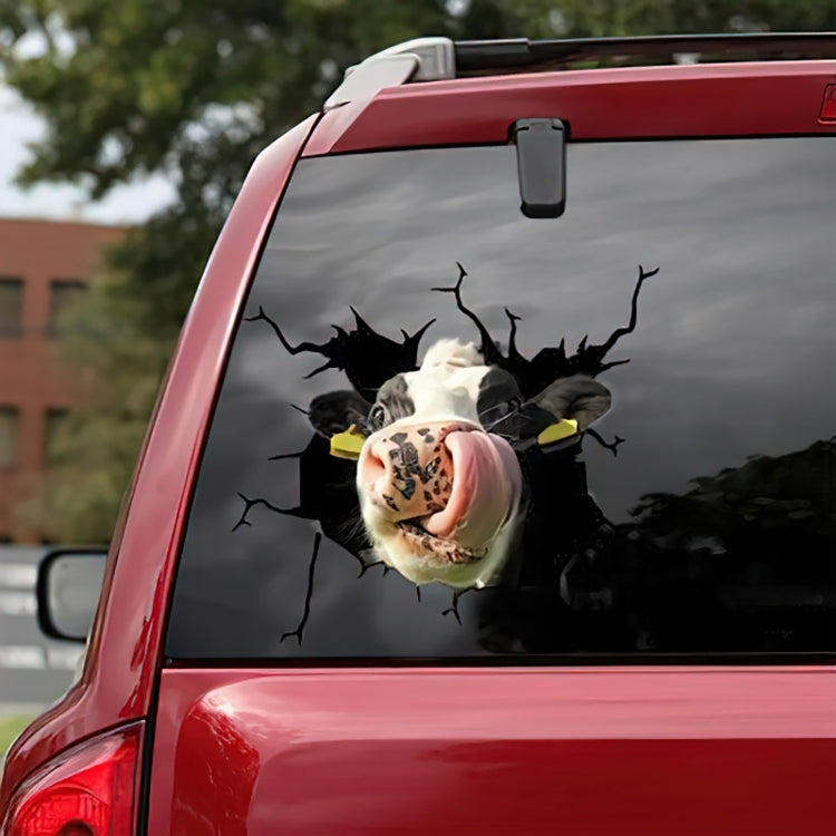 7 PCS Animal Wall Stickers Cattle Head Hoisting Car Window Static Stickers(Cow 01) - In Car by buy2fix | Online Shopping UK | buy2fix